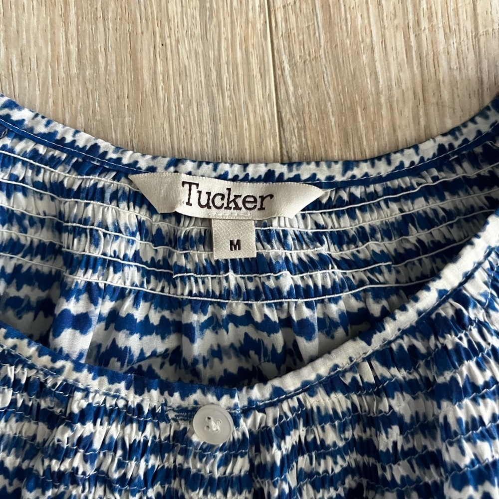 Tucker Women’s The Classic Blouse Cobalt Sound Silk Cotton - Size Medium - Picture 5 of 9